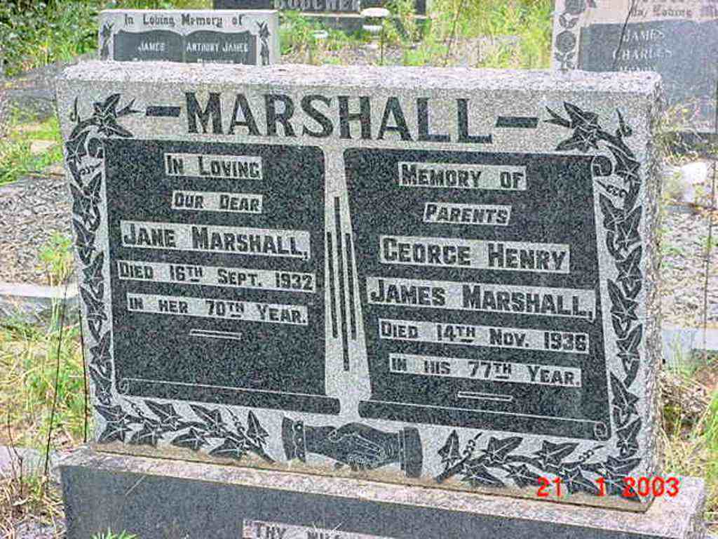 MARSHALL George Henry James -1936 &  Jane-1932