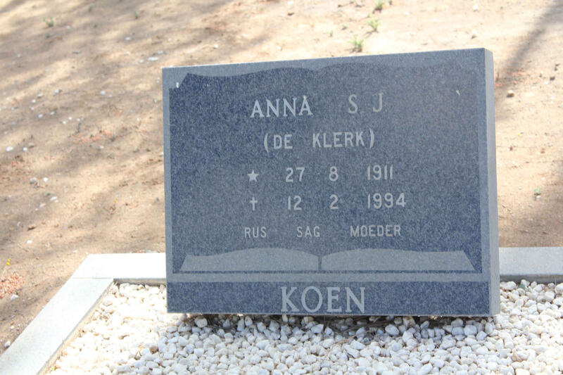 KOEN Anna S.J. nee DE KLERK 1911-1994