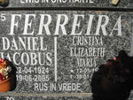 FERREIRA Daniel Jacobus 1924-2005 & Cristina Elizabeth Maria 1925-2008
