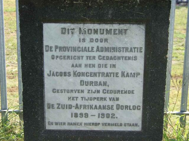 Memorial Plaque to the Jacobs Concentration Camp Victims 1899-1902