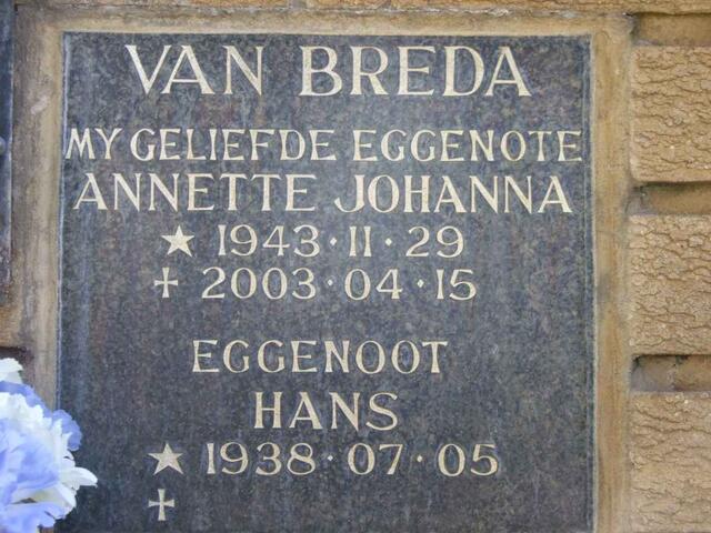 BREDA Hans, van 1938- & Annette Johanna 1943-2003