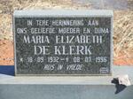 KLERK Maria Elizabeth, de 1932-1996