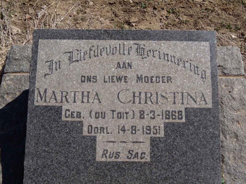 SWART Martha Christina nee DU TOIT 1868-1951