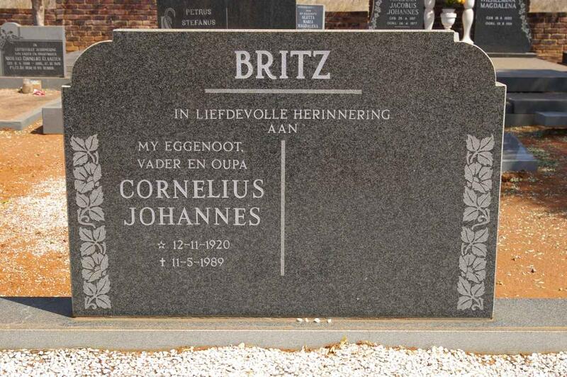 BRITZ Cornelius Johannes 1920-1989