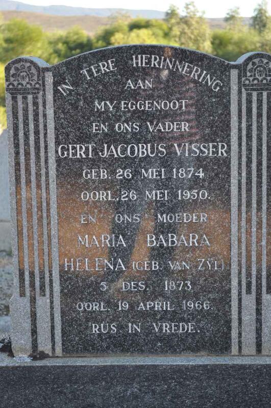VISSER Gert Jacobus 1874-1950 & Maria Babara Helena VAN ZYL 1873-1966