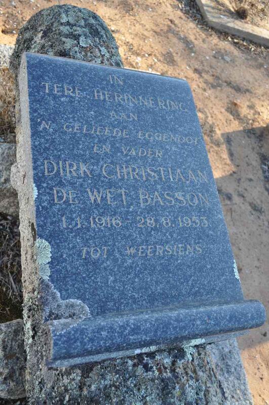 BASSON Dirk Christiaan De Wet 1916-1953