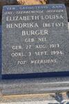 BURGER Elizabeth Louisa Hendrika nee NEL 1913-1994