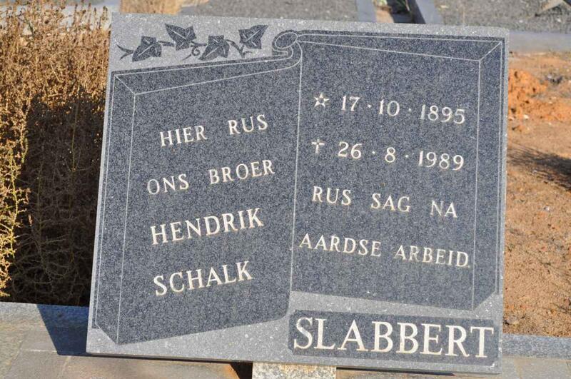 SLABBERT Hendrik Schalk 1895-1989