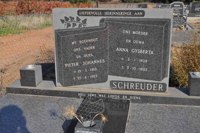 SCHREUDER Pieter Johannes 1913-1983 & Anna Gysberta 1909-1993