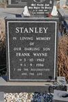 STANLEY Frank Wayne 1962-1986