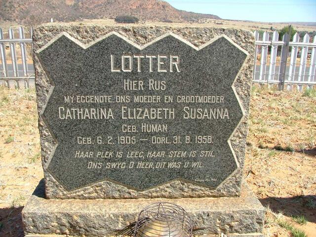 LöTTER Catharina Elizabeth Susanna nee HUMAN 1905-1958