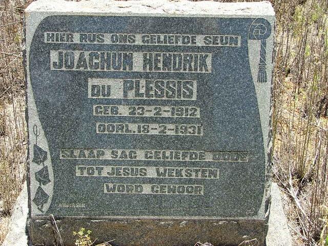 PLESSIS Joachum Hendrik, du 1912-1931