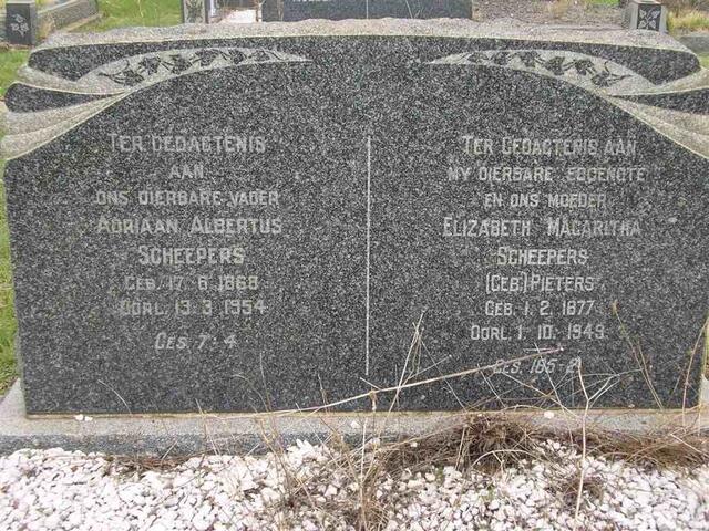 SCHEEPERS Adriaan Albertus 1868-1954 & Elizabeth Magaritha PIETERS 1877-1949