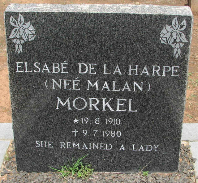MORKEL Elsabe De La Harpe nee MALAN 1910-1980