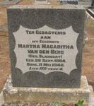 BERG Martha Magaritha, van den nee SLABBERT 1884-1946