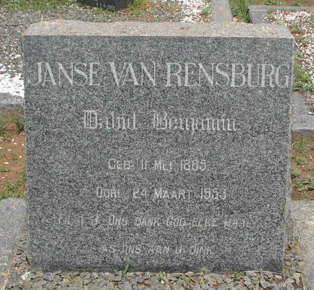 RENSBURG David Benjamin, Janse van 1885-1953