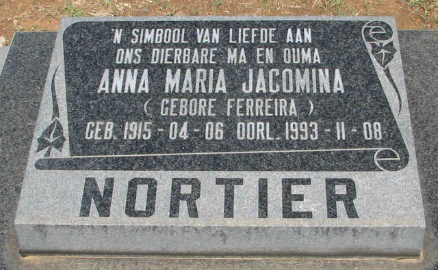 NORTIER Anna Maria Jacomina nee FERREIRA 1915-1993