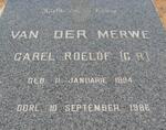 MERWE Carel Roelof, van der 1894-1986