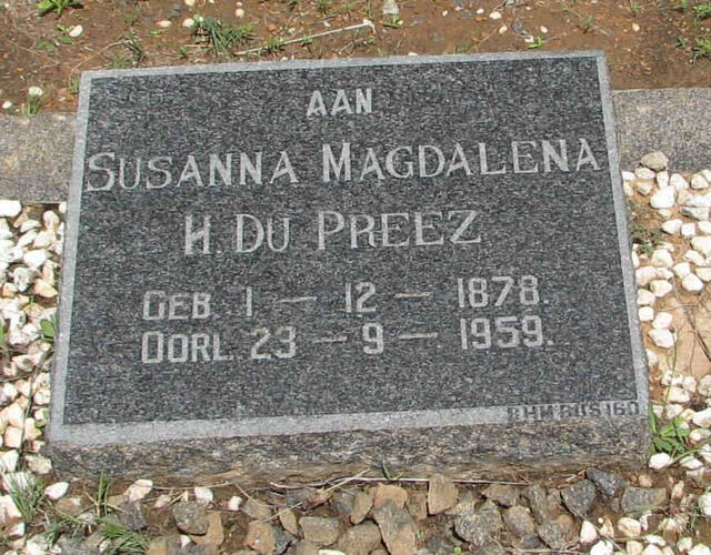 PREEZ Susanna Magdalena H., du 1878-1959