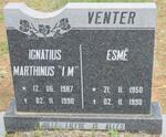 VENTER Ignatius Marthinus 1987-1990 & Esme 1950-1990