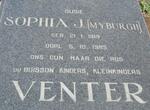 VENTER Sophia J. nee MYBURGH 1919-1985