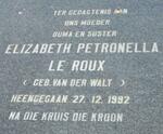 ROUX Elizabeth Petronella, le nee VAN DER WALT -1992