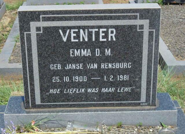 VENTER Emma D.M. nee JANSE VAN RENSBURG 1900-1981
