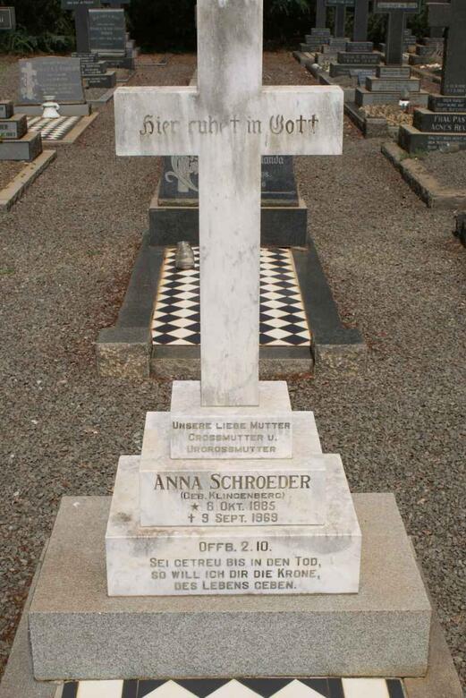 SCHROEDER Anna nee KLINGENBERG 1885-1969