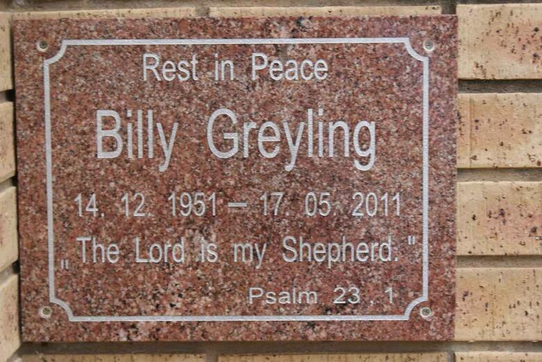 GREYLING Billy 1951-2011