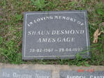 GAGE Shaun Desmond Ames 1967-1992