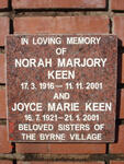KEEN Norah Marjory 1916-2001 :: KEEN Joyce Marie 1921-2001
