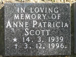 SCOTT Anne Patricia 1939-1996