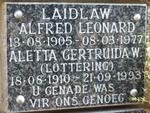 LAIDLAW Alfred Leonard 1905-1977 & Aletta Gertruida LOTTERING 1910-1993