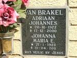 BRAKEL Adriaan Johannes, van 1922-2000 & Johanna Maria E. 1928-2011