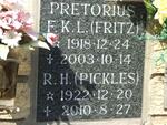 PRETORIUS F.K.L. 1918-2003 & R.H. 1922-2010