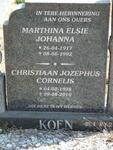 KOEN Christiaan Jozephus Cornelis 1928-2010  & Marthina Elsie Johanna 1917-1992