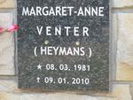 VENTER Margaret-Anne nee HEYMANS 1981-2010