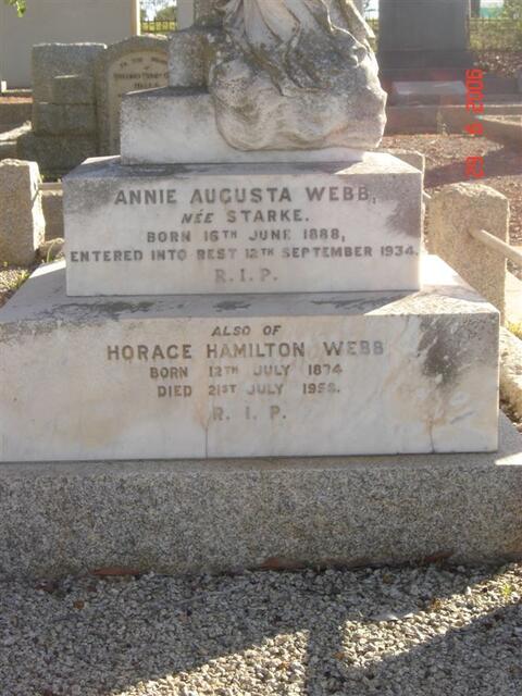 WEBB Horace Hamilton 1874-1953 & Annie Augsta STARKE 1888-1934