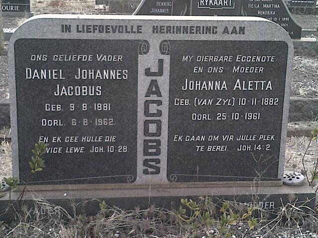 JACOBS Daniel Johannes Jacobus 1881-1962 & Johanna Aletta VAN ZYL 1882-1961