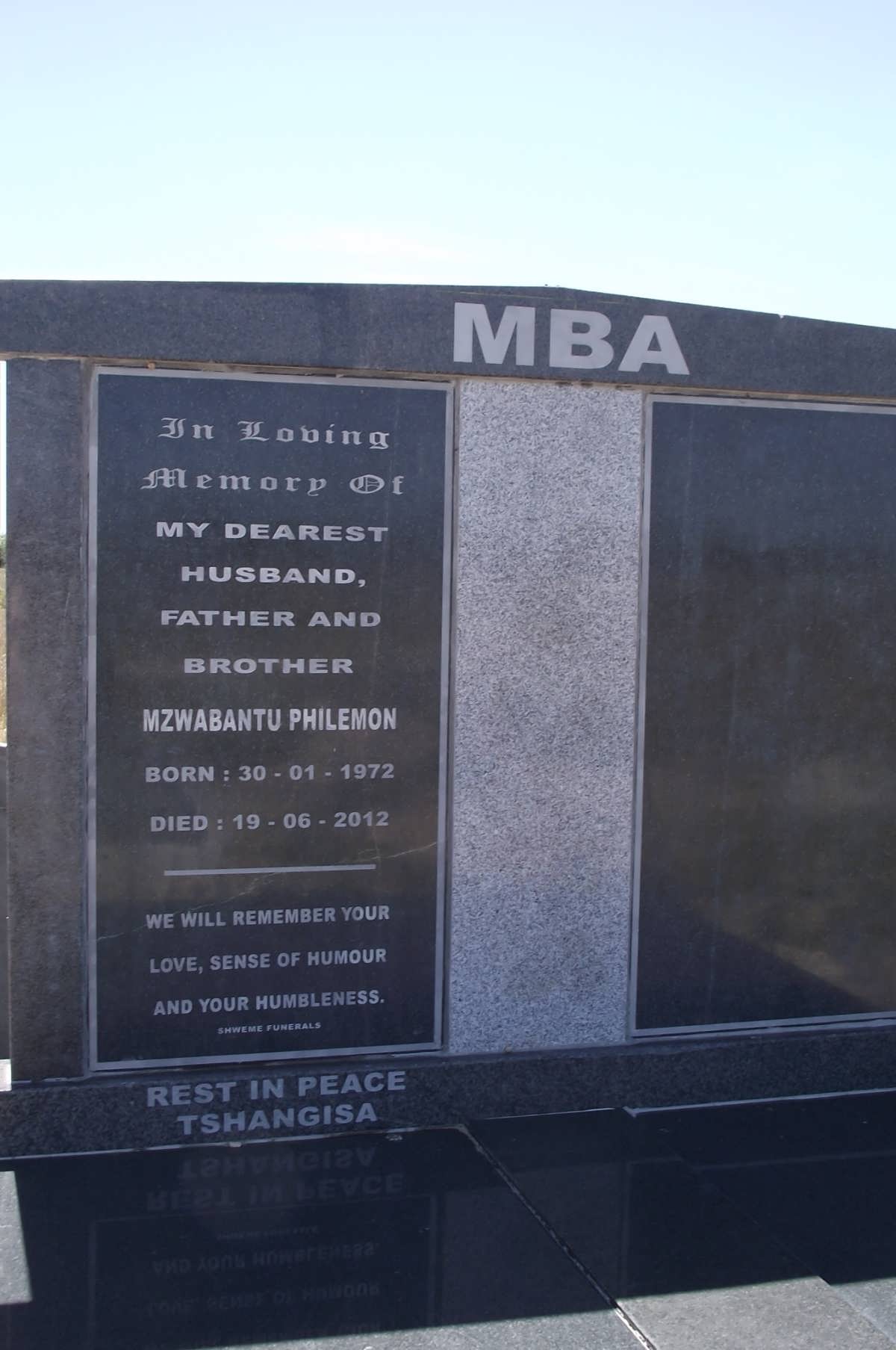 MBA Mzwabantu Philemon 1972-2012