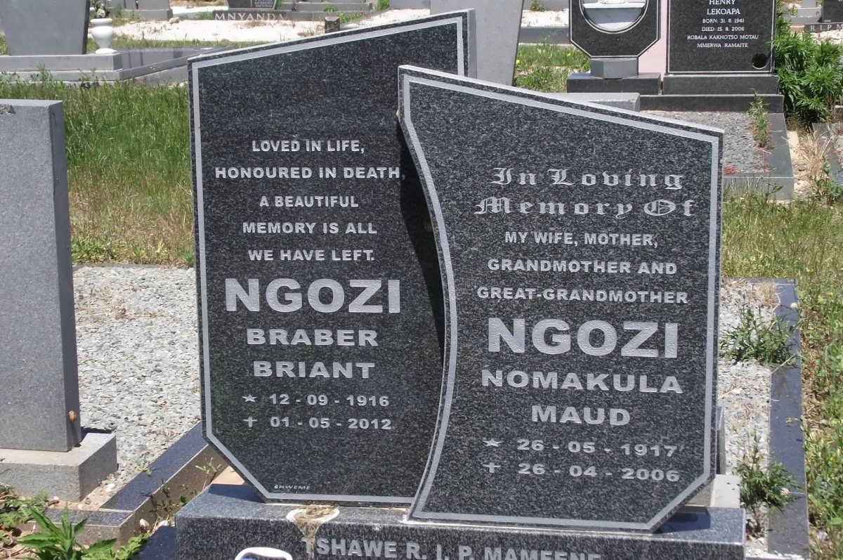 NGOZI Braber Briant 1916-2012 & Nomakula Maud 1917-2006