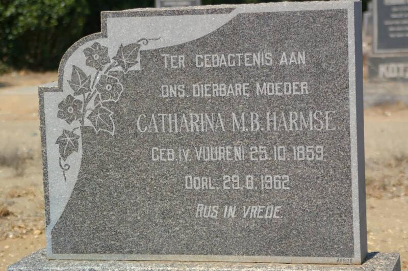 HARMSE Catharina M.B. nee V. VUUREN 1859-1962