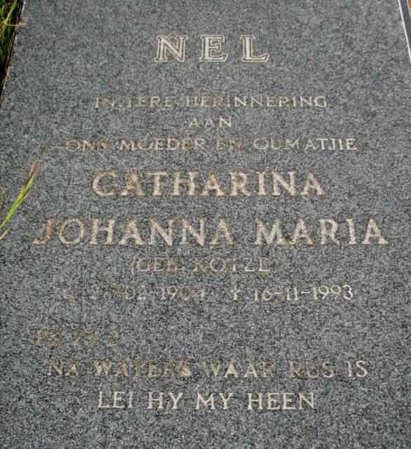 NEL Catharina Johanna Maria nee KOTZE 1904-1993