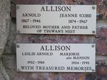 ALLISON Arnold 1867-1946 & Jeanne 1874-1967 :: ALLISON Leslie Arnold 1902-1984 & Marjorie MANSON 1904-1990