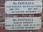 McDOUGALL Sam Harold 1885-1972 & Hilda VENN 1887-1967 :: McDOUGALL Garth Harold 1955-1973