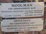 MOOLMAN Hermanus Johannes 1896-1994 & Cecilia Johanna VAN VUUREN 1903-1979 :: MOOLMAN Elizabeth Helena PRETORIUS 1922-2010