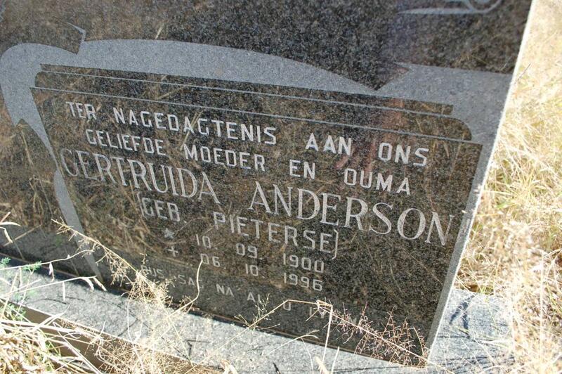 ANDERSON Gertruida nee PIETERSE 1900-1996