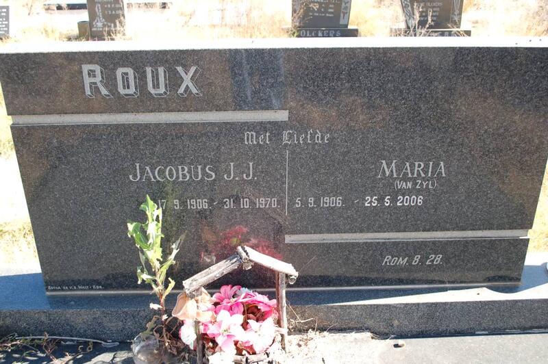 ROUX Jacobus J.J. 1906-1970 & Maria VAN ZYL 1906-2006
