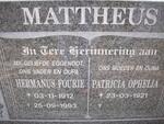 MATTHEUS Hermanus Fourie 1912-1993 & Patricia Ophelia 1921-