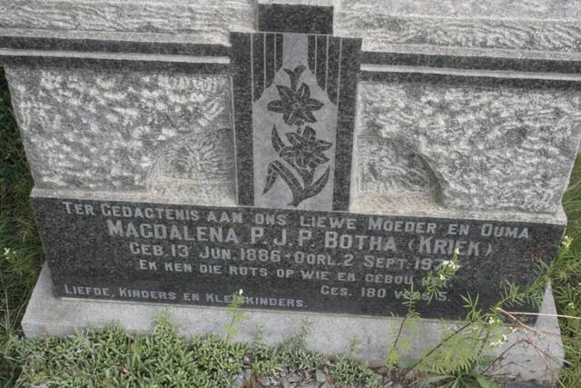 BOTHA Magdalena P.J.P. nee KRIEL 1886-197?